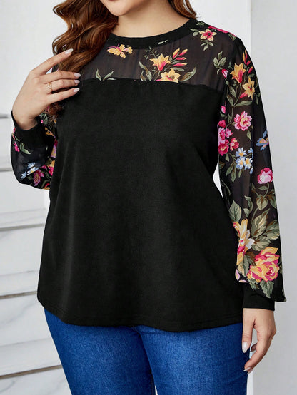 بالإضافة إلى حجم المرأة الأزهار طباعة شبكة المرقعة الأعلى