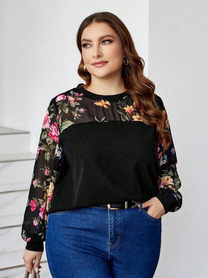 بالإضافة إلى حجم المرأة الأزهار طباعة شبكة المرقعة الأعلى