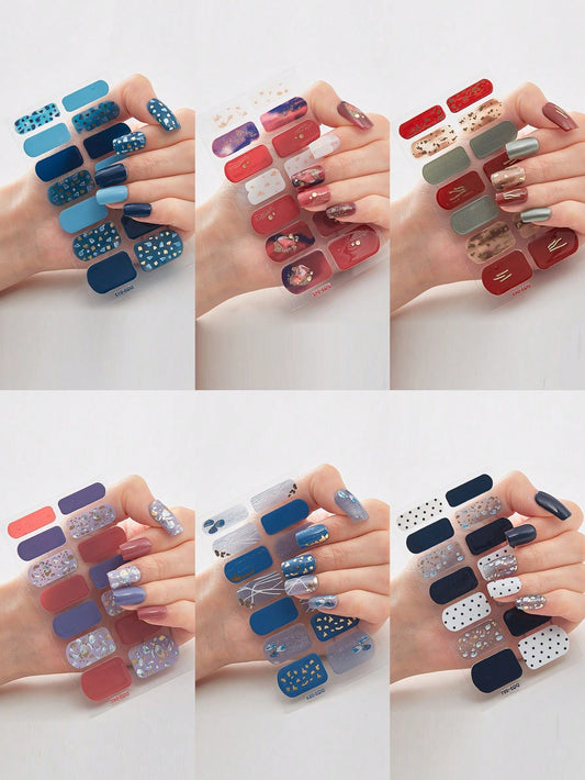 ملصقات فن الأظافر بالأشكال الدائرية الصغيرة ثلاثية الأبعاد بالليزر مطلى بالذهب