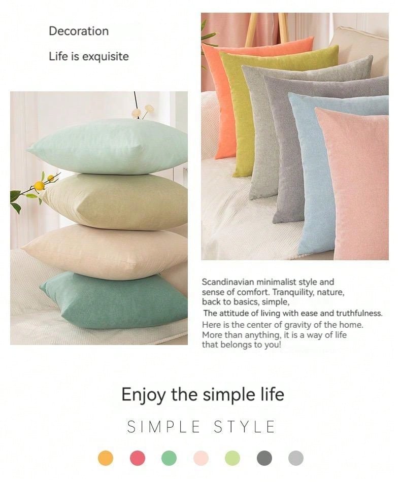 غطاء وسادة قطني بلون واحد لطيف باللون الوردي ، والأخضر ، والأزرق، وغيرها