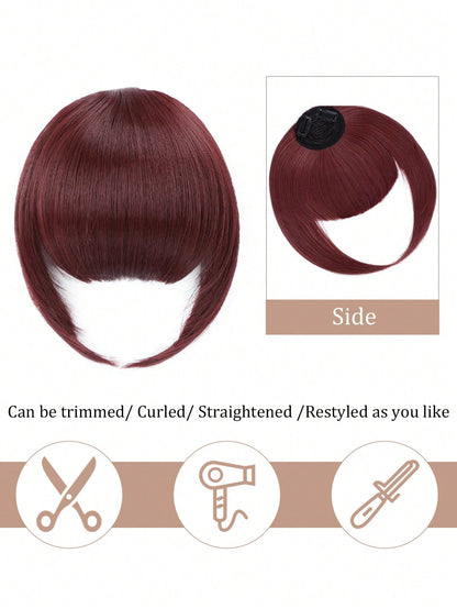 مشبك الشعر مع شعر الحاجب الاصطناعي بناتون أحمر. ملحق الشعر مع الشعر الأمامي للاستعمال اليومي للنساء. باروكة