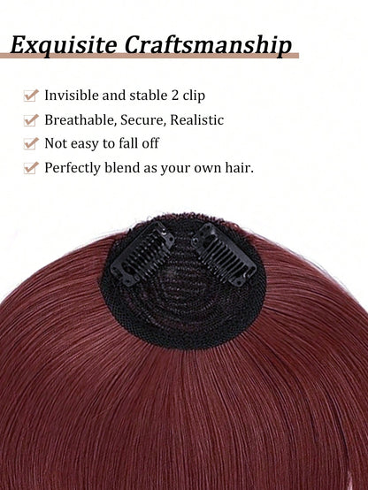 مشبك الشعر مع شعر الحاجب الاصطناعي بناتون أحمر. ملحق الشعر مع الشعر الأمامي للاستعمال اليومي للنساء. باروكة