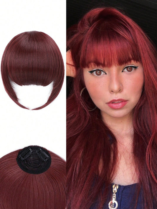 مشبك الشعر مع شعر الحاجب الاصطناعي بناتون أحمر. ملحق الشعر مع الشعر الأمامي للاستعمال اليومي للنساء. باروكة