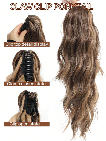 إضافة شعرية مموجة في ذيل حصان طويل بطول 18 بوصة