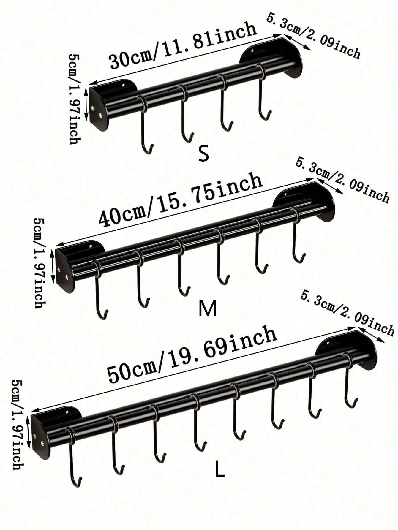 حامل أدوات المطبخ للتركيب على الحائط 1/2 قطعة، عصري، مزود بقضيب جداري، خطاف تخزين، قابل للتحريك، معلق قابل للتعليق، معلق الملعقة، حامل أدواتالمطبخ، منظم حامل تخزين معدات المطبخ، ملحقات المطبخ