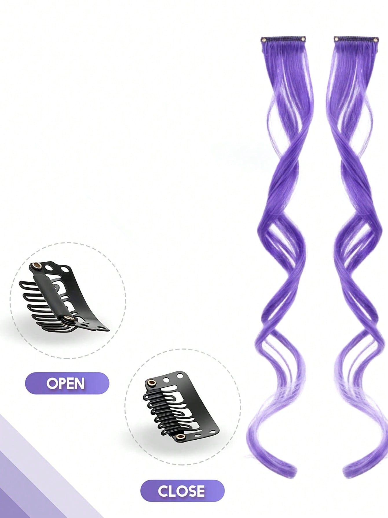 تمديدات الشعر المثبتة بمقاطع  قطعة شعر مموّجة كبيرة