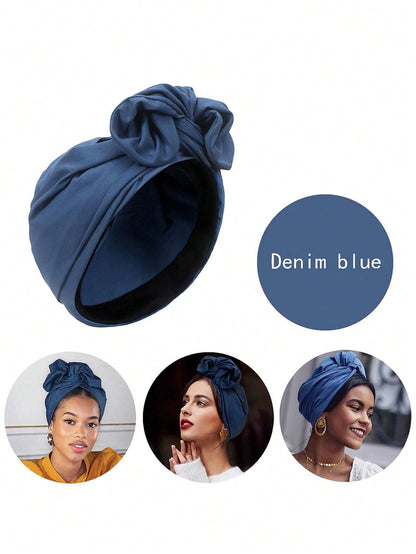 قبعة توربان عقدتها الحرير الرجعية بأسلوب فرنسي ، قبعة نسائية للكبار بلون واحد / متعدد الألوان ، قناع رأس فرنسي بونيه حريري