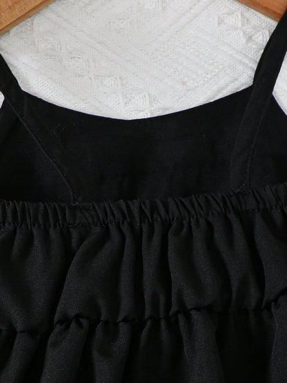 فستان ربطة عنق مزينة بالقوس و بدون أكمام بموحد اللون للفتيات الرضع لفصل الصيف