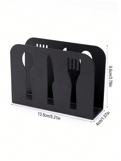 حامل ورق المنديل الفارغ شكل أدوات المائدة المصنوع من لوحة حديدية سوداء وغطاء صندوق الأنسجة