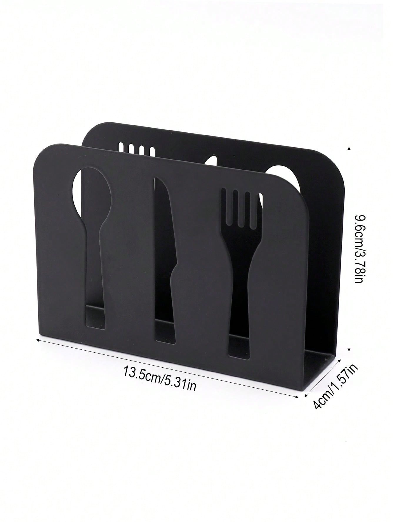 حامل ورق المنديل الفارغ شكل أدوات المائدة المصنوع من لوحة حديدية سوداء وغطاء صندوق الأنسجة