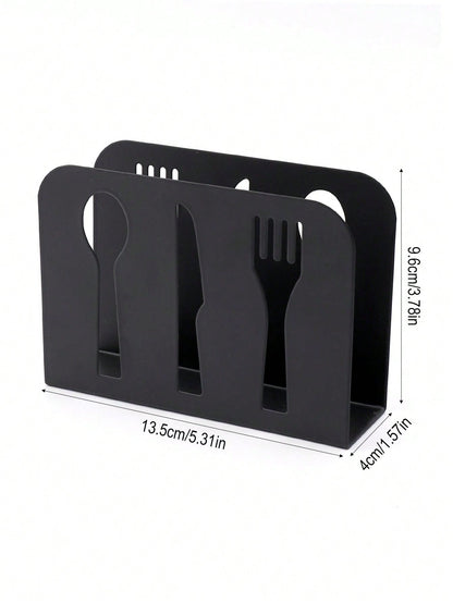 حامل ورق المنديل الفارغ شكل أدوات المائدة المصنوع من لوحة حديدية سوداء وغطاء صندوق الأنسجة