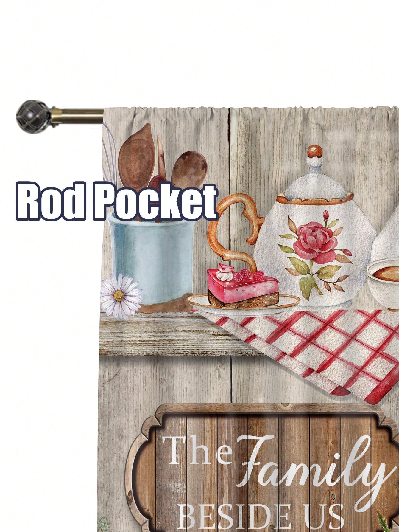 ستائر نافذة المطبخ بطراز ريفي 2قطعة