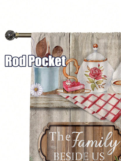 ستائر نافذة المطبخ بطراز ريفي 2قطعة