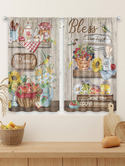 ستائر نافذة المطبخ بطراز ريفي 2قطعة