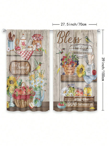 ستائر نافذة المطبخ بطراز ريفي 2قطعة