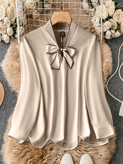 قميص العمل المربوط بحجم كبير للنساء