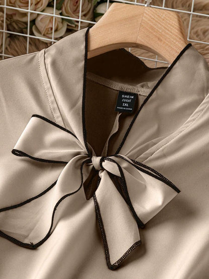 قميص العمل المربوط بحجم كبير للنساء