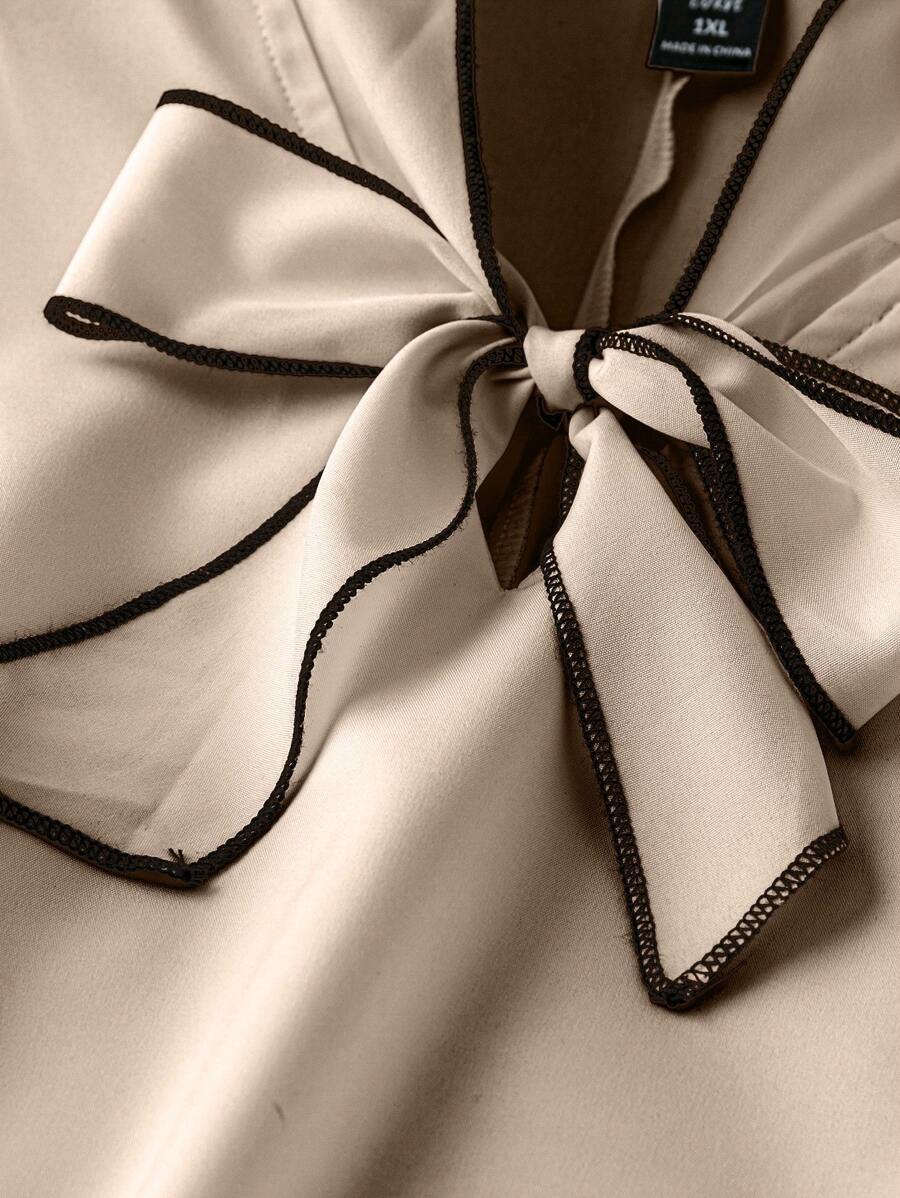 قميص العمل المربوط بحجم كبير للنساء