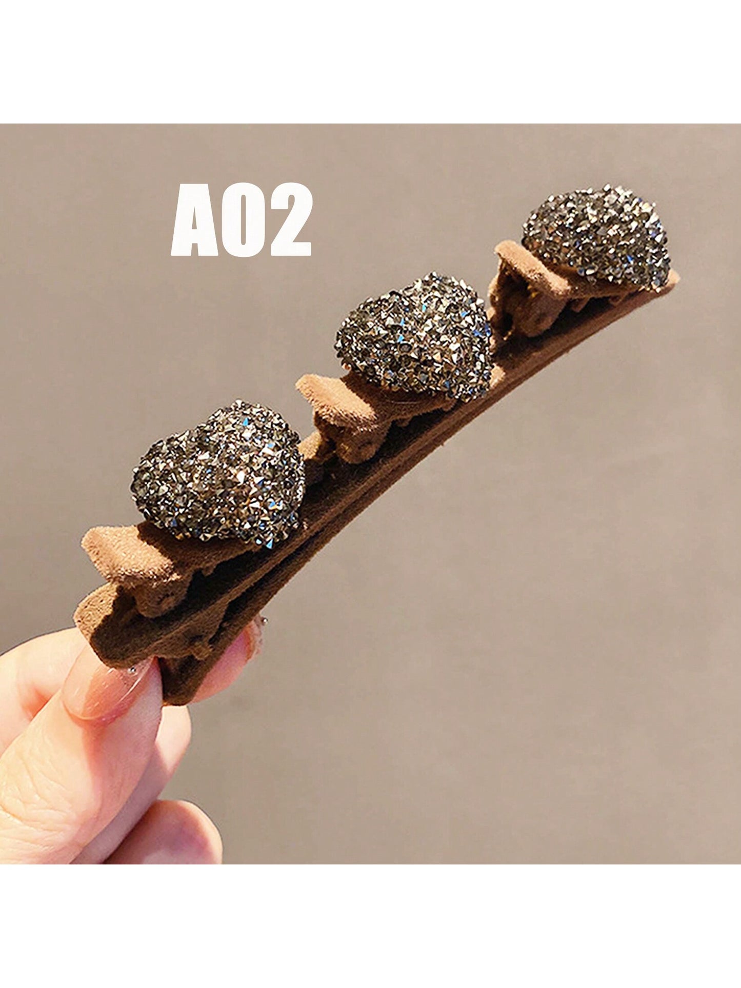 مشبك شعر جانبي كبسة قلب مرصع بالراينستون