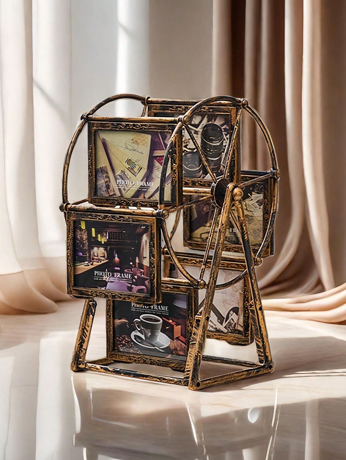 إطار صور عجلة فلكية عتيقة التصميم 4 بوصة ، صنع ديكور إبداعي للمكتب