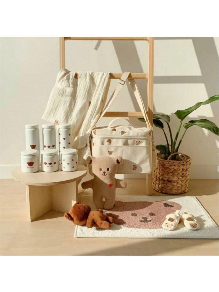 حقيبة معزولة بتطريز دب كارتوني