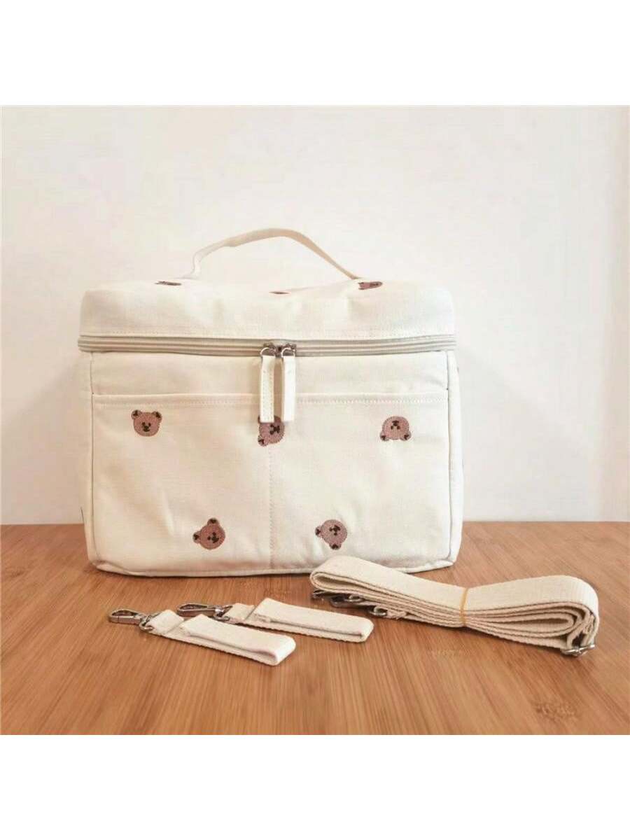 حقيبة معزولة بتطريز دب كارتوني