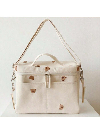 حقيبة معزولة بتطريز دب كارتوني