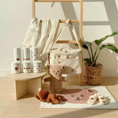 حقيبة معزولة بتطريز دب كارتوني