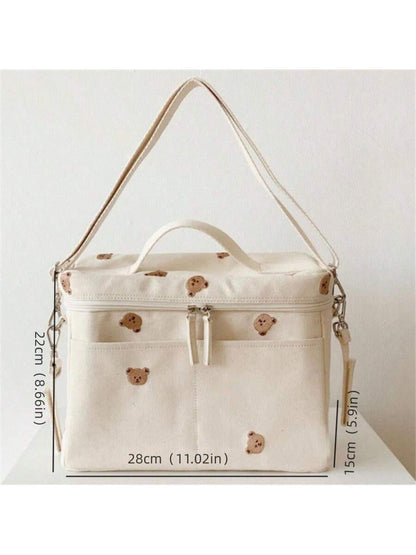 حقيبة معزولة بتطريز دب كارتوني