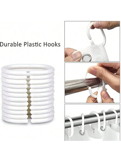 بطانة ستارة حمام بلاستيكية Peva بزهر أبيض للحمام بملحقات الحمام والغرفة. ومضادة للماء مع خطافات بلاستيكية وحلقات معدنية. دائمة ومتينة.