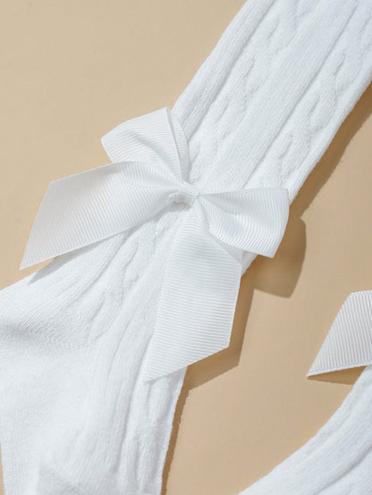 جوارب طفل بربطة صليبة واحدة مزينة بزهر واحد لون لربيع وخريف