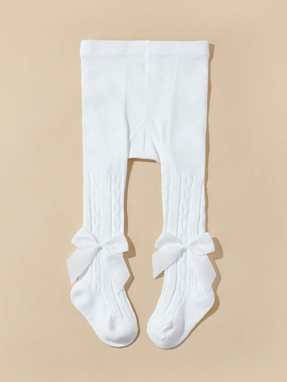 جوارب طفل بربطة صليبة واحدة مزينة بزهر واحد لون لربيع وخريف