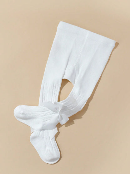 جوارب طفل بربطة صليبة واحدة مزينة بزهر واحد لون لربيع وخريف