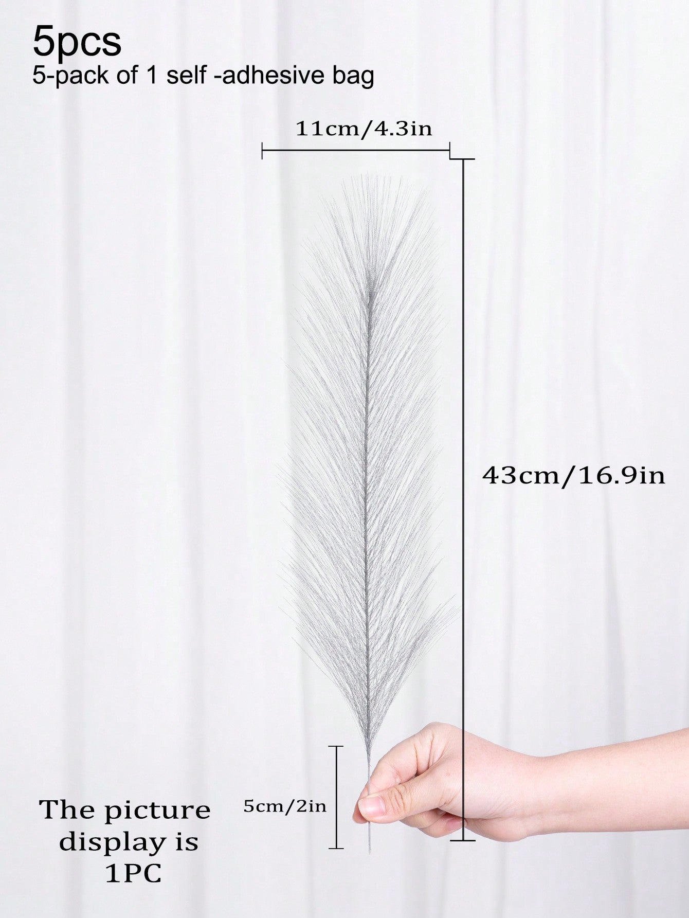 قطع عشب البامباس الاصطناعي الأنيق - مصنوع من قماش البوليستر ناعم وسريع, بطول 43 سم (16.9 بوصة)