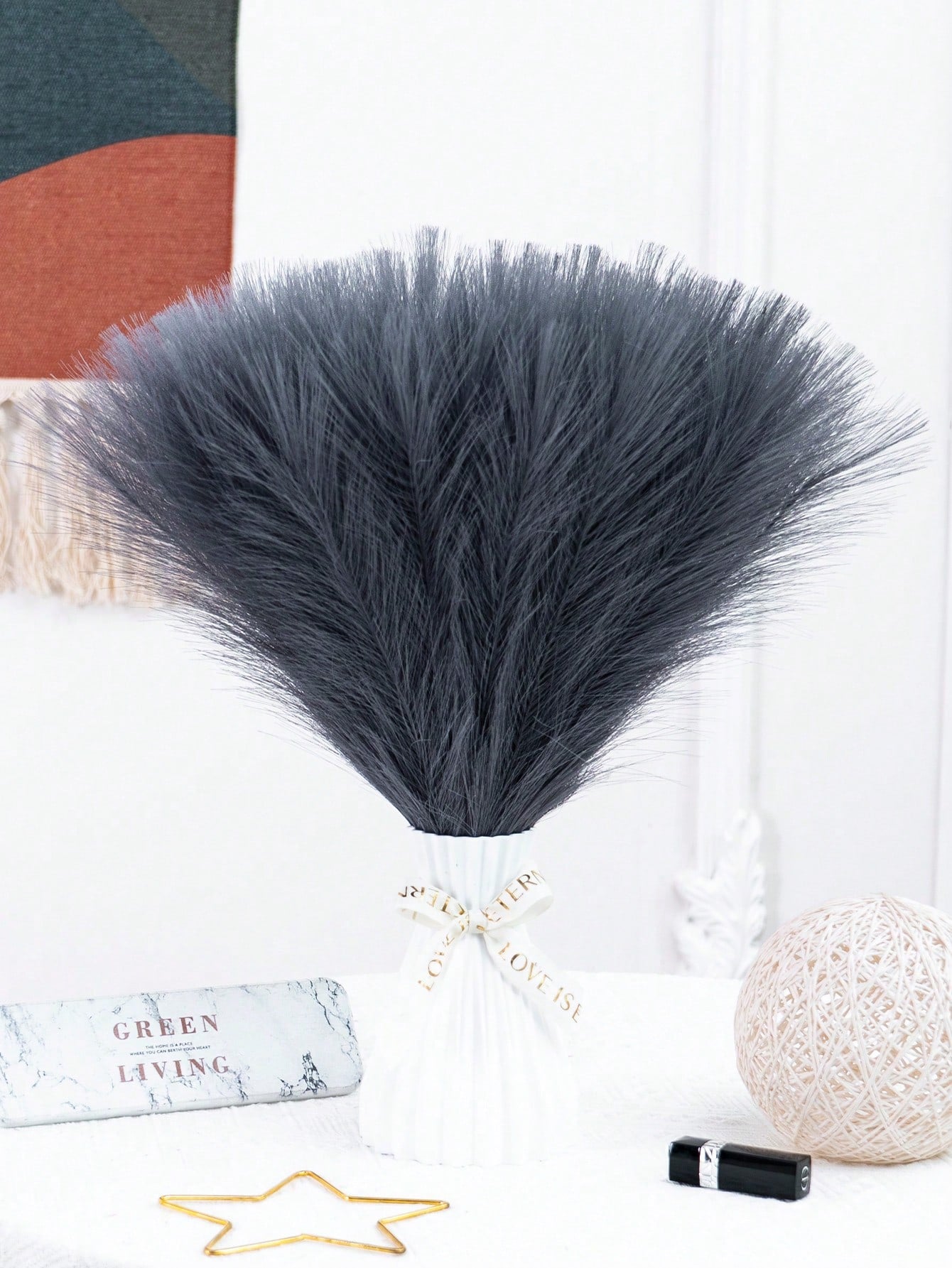 قطع عشب البامباس الاصطناعي الأنيق - مصنوع من قماش البوليستر ناعم وسريع, بطول 43 سم (16.9 بوصة)