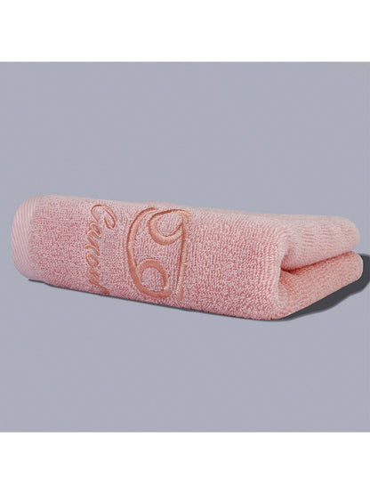قطعة واحدة من منشفة ناعمة ماصة مطرزة باللون الوردي للحمام والاستحمام وغسل الوجه
