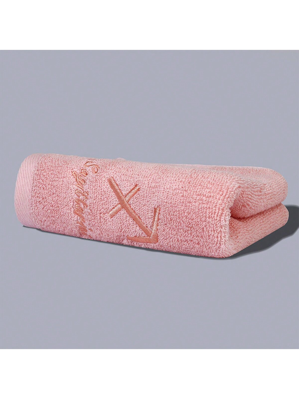 قطعة واحدة من منشفة ناعمة ماصة مطرزة باللون الوردي للحمام والاستحمام وغسل الوجه