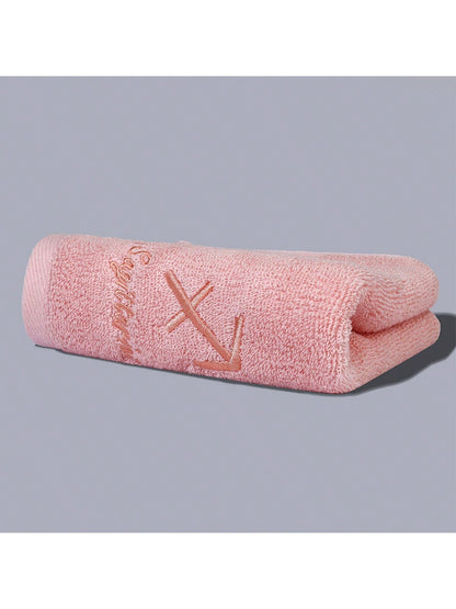 قطعة واحدة من منشفة ناعمة ماصة مطرزة باللون الوردي للحمام والاستحمام وغسل الوجه