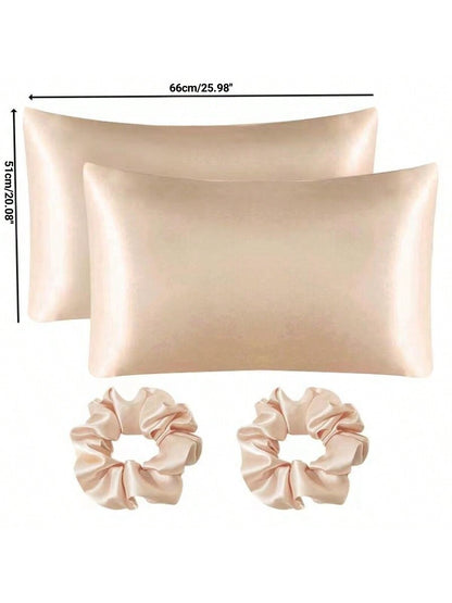 طقم وسادة حريرية بغلق ظرف مكون من وسادتين و قواصتين بلون سادة، أغطية وسادات ناعمة وتنفس ملساء لغرف المعيشة والأسرة والفنادق. الوسائد لا تأتي مع الحشو.