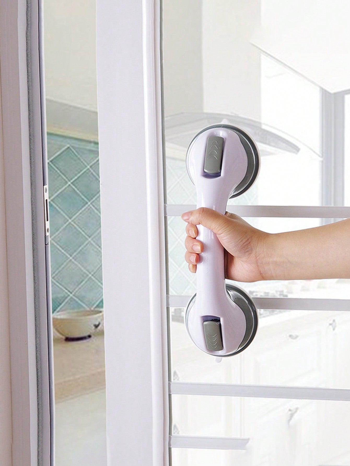 عصا قبضة حمام بمزلاج مطاطي