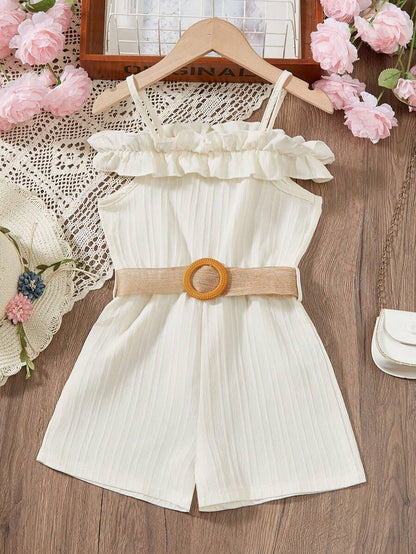 رومبير للفتيات الصغيرات بحمالات رفيعة وحواف مكشكشة