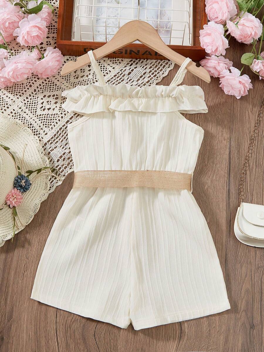 رومبير للفتيات الصغيرات بحمالات رفيعة وحواف مكشكشة