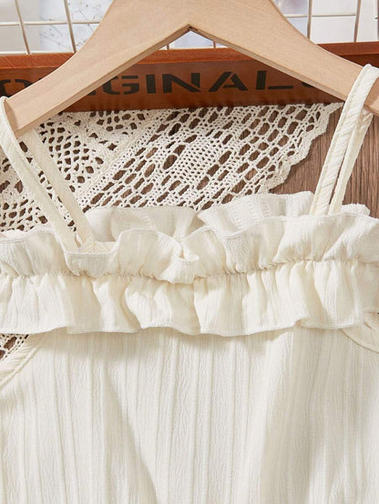 رومبير للفتيات الصغيرات بحمالات رفيعة وحواف مكشكشة