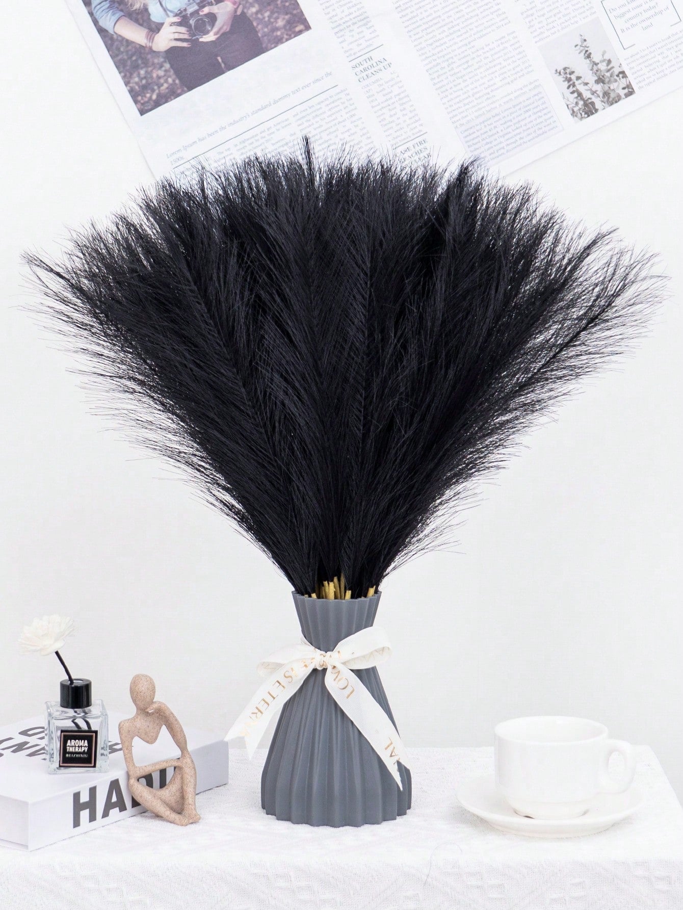 نبات ريد البامباس الاصطناعي مصنوع من قماش البوليستر ناعم وسريع