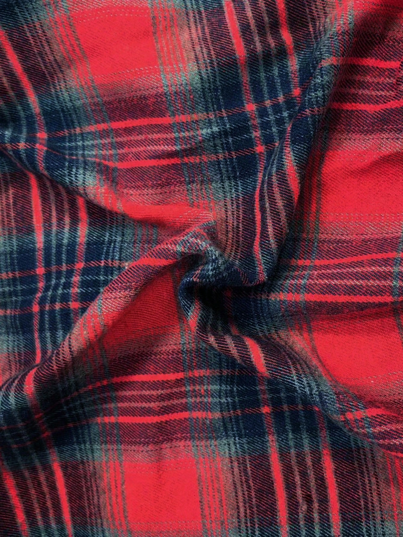 قميص طباعة مربع النقش منخفض الاكتاف مقاس كبير