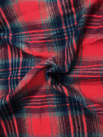 قميص طباعة مربع النقش منخفض الاكتاف مقاس كبير