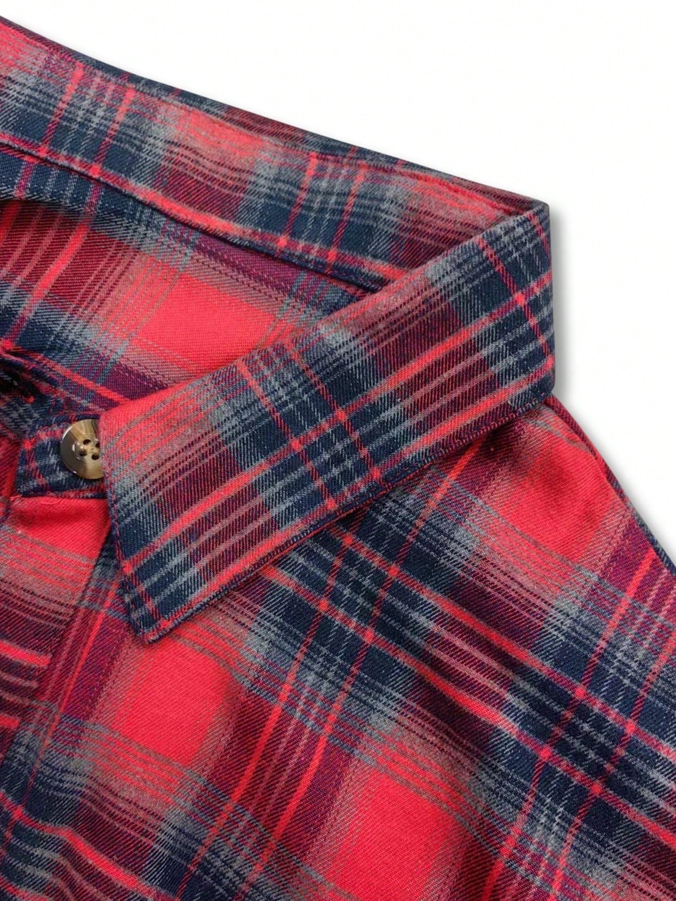 قميص طباعة مربع النقش منخفض الاكتاف مقاس كبير