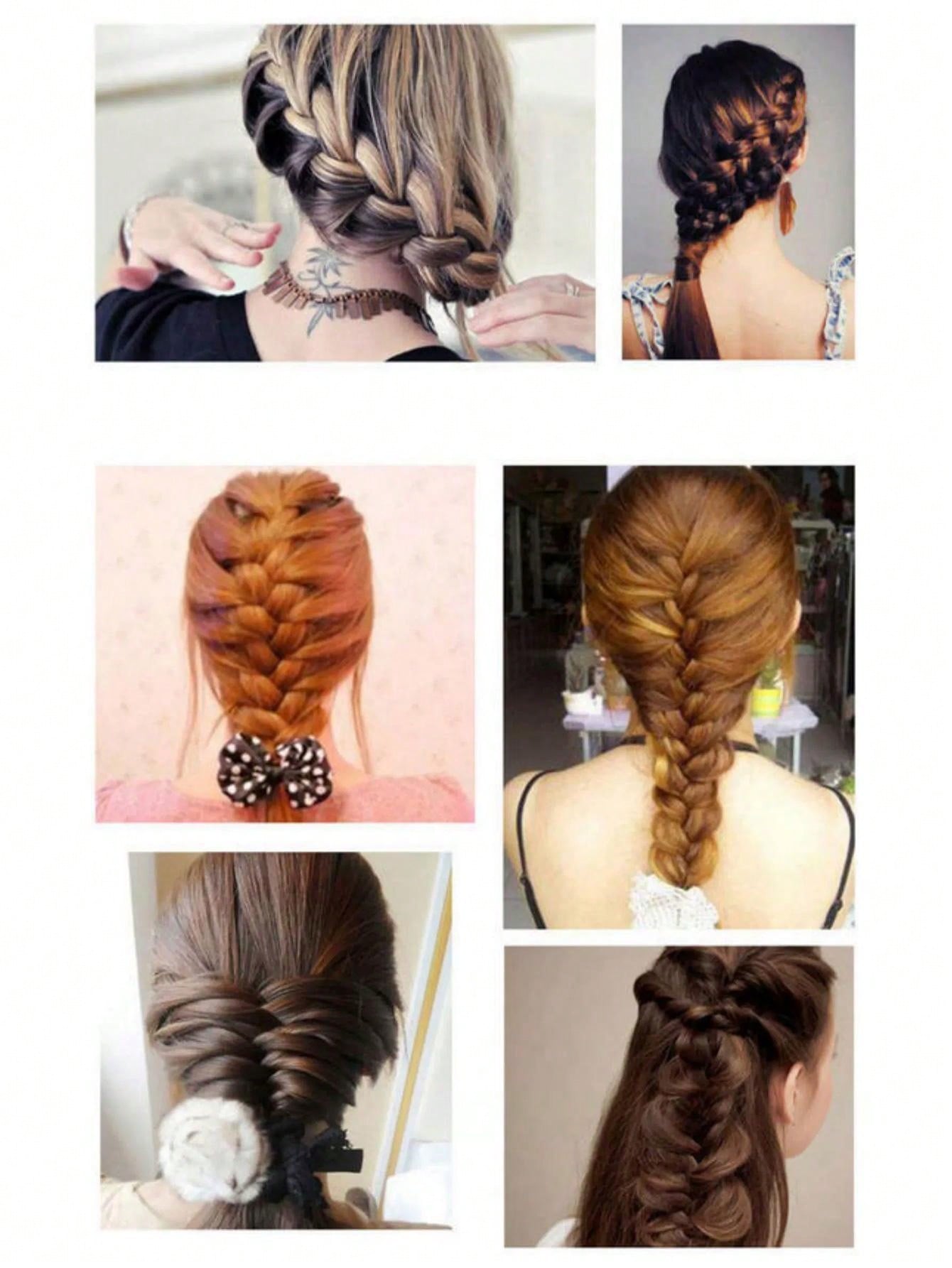 قطعة واحدة من أداة تصفيف الشعر المضفرة على شكل هيكل السمكة للسيدات للحياة اليومية (الطول 17.5 سم/6.89 بوصة/أسود)