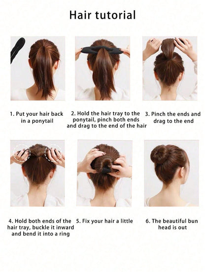 قطعة واحدة من أداة تصفيف الشعر المضفرة على شكل هيكل السمكة للسيدات للحياة اليومية (الطول 17.5 سم/6.89 بوصة/أسود)