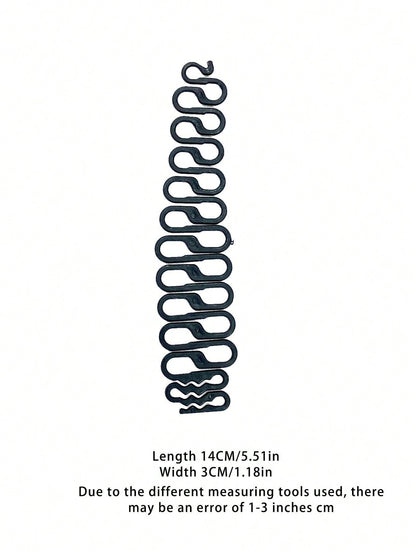 قطعة واحدة من أداة تصفيف الشعر المضفرة على شكل هيكل السمكة للسيدات للحياة اليومية (الطول 17.5 سم/6.89 بوصة/أسود)